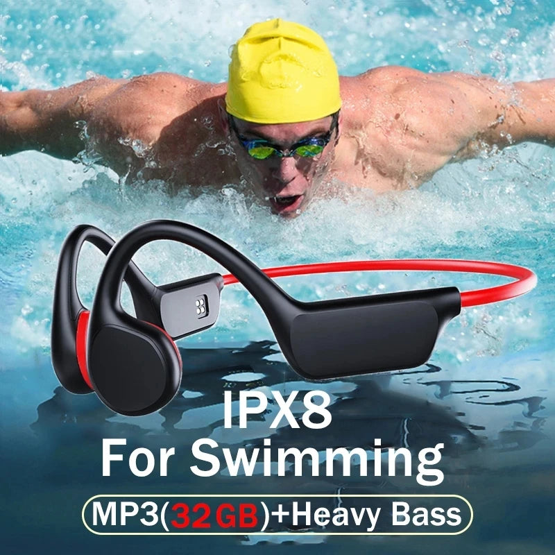 For Xiaomi Bone Conduction Swimming Headset Bluetooth IPX8 Waterproof Earphone Wireless Sports Headphone with Mic Stereo Earbuds